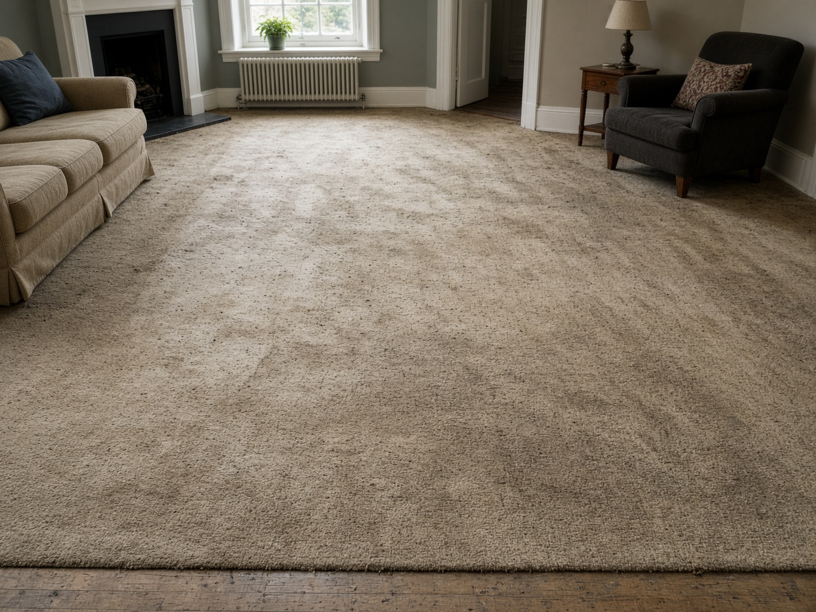 Worn living-room carpet