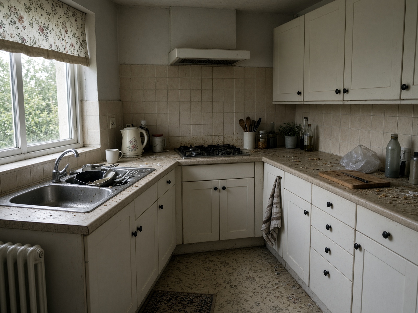 Kitchen worktops before a deep clean